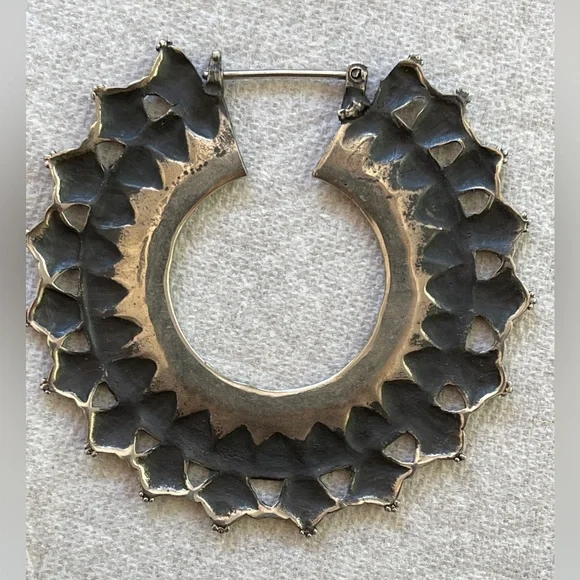 Black Patina Afghani Hoops - Picture 5 of 6